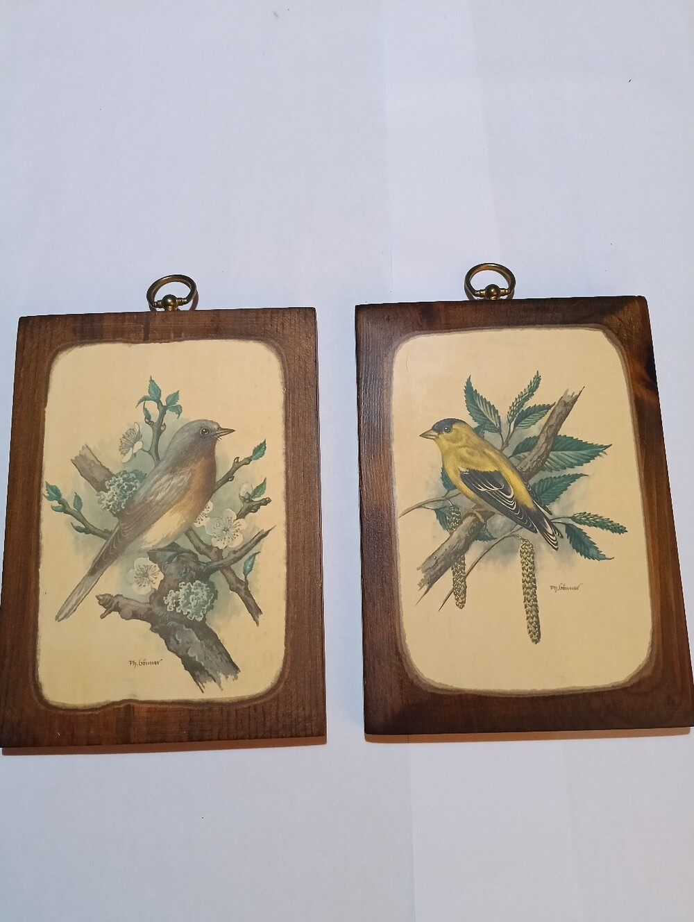 Vintage Mid-century PH Gonner Lithograph Print On A Decorative Wood Plaque